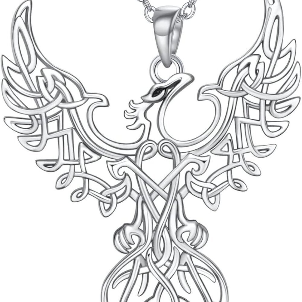 Sterling Silver Phoenix Celtic Knot Necklace Rebirth Hope Renewal Gift